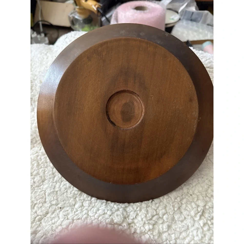 Vintage Hand Carved Decorative Wood Plate 9.5